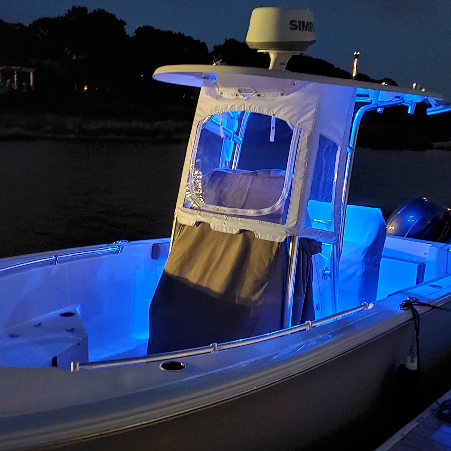 Title: Night light - On board their Sportsman Open 232 Center Console - Location: Falmouth MA.. Participating in the Photo Contest #SportsmanAugust2021