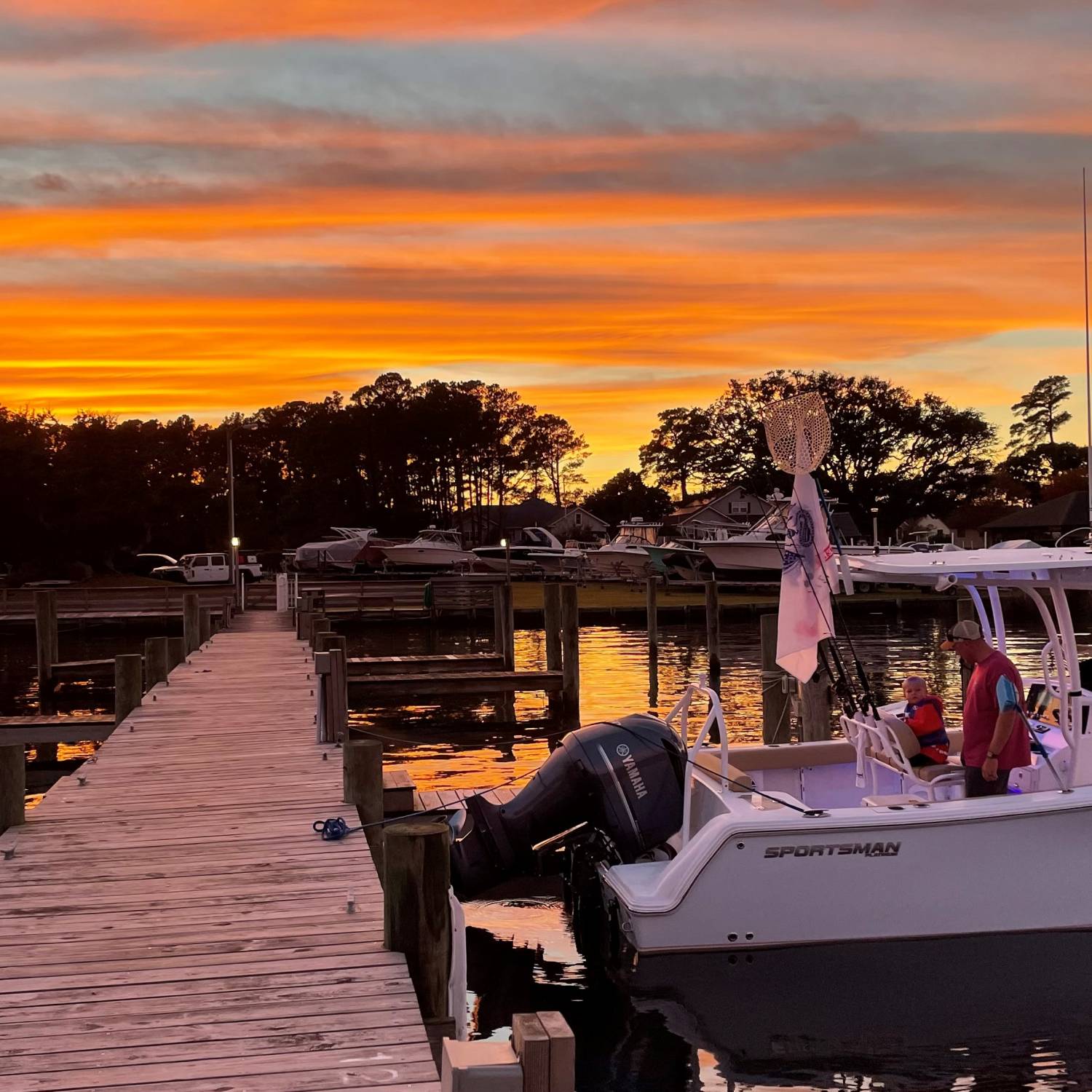 Awesome day of fishing and cruising with the family on Veterans Day with a Beautiful Sunset over the OBX!