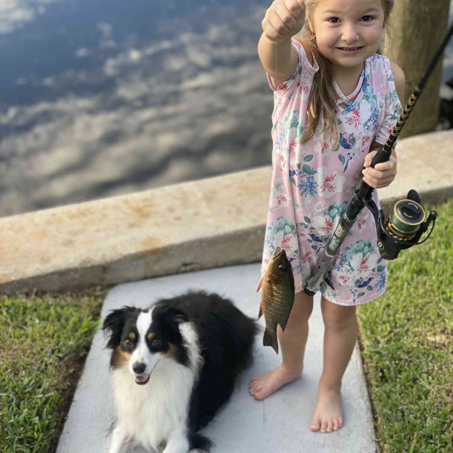 My daughter fishing at the house our boat will live. We can’t wait for our first boat and are p...