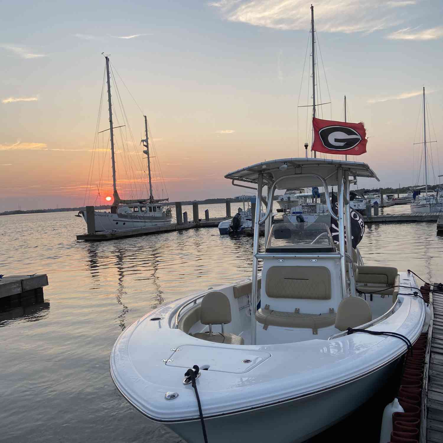 Title: Sunset from the Cove - On board their Sportsman Heritage 211 Center Console - Location: Dolphin Cove Marina. Participating in the Photo Contest #SportsmanJune2021