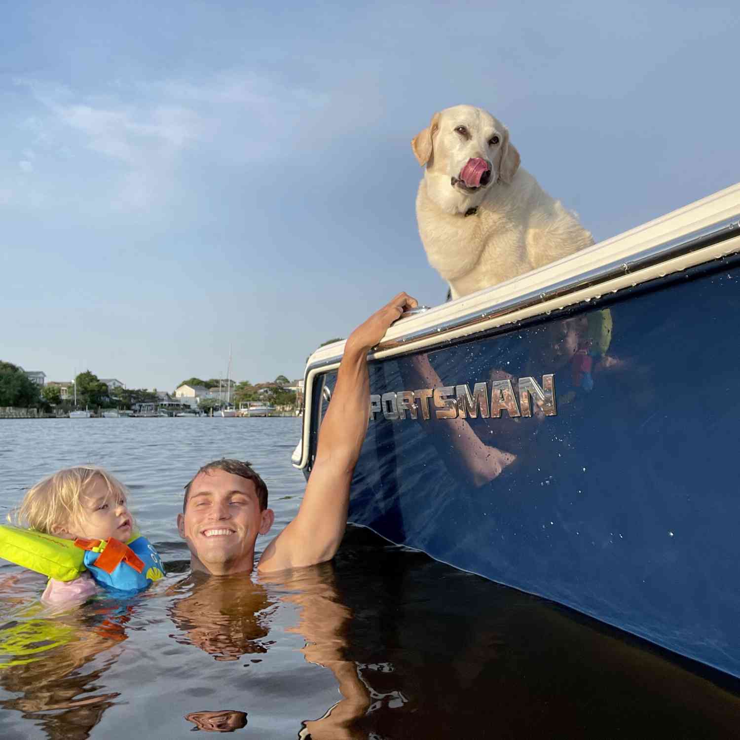 Johno and Cali with their lifeguard Zin.