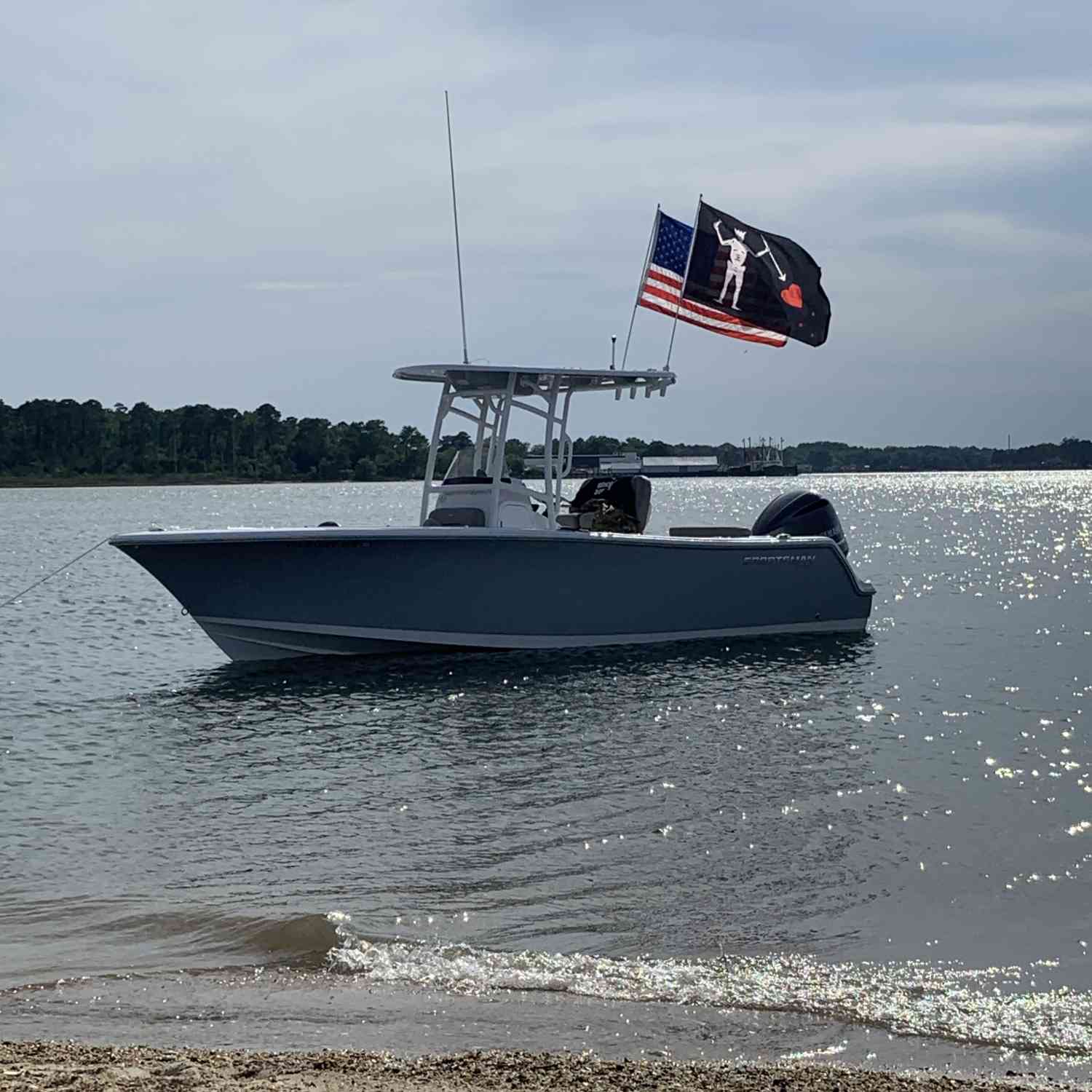 Sunday Funday anchored up in treason cove. Sea’s were easily 3-4 feet...but no fear and no sweat in the Sportsman!