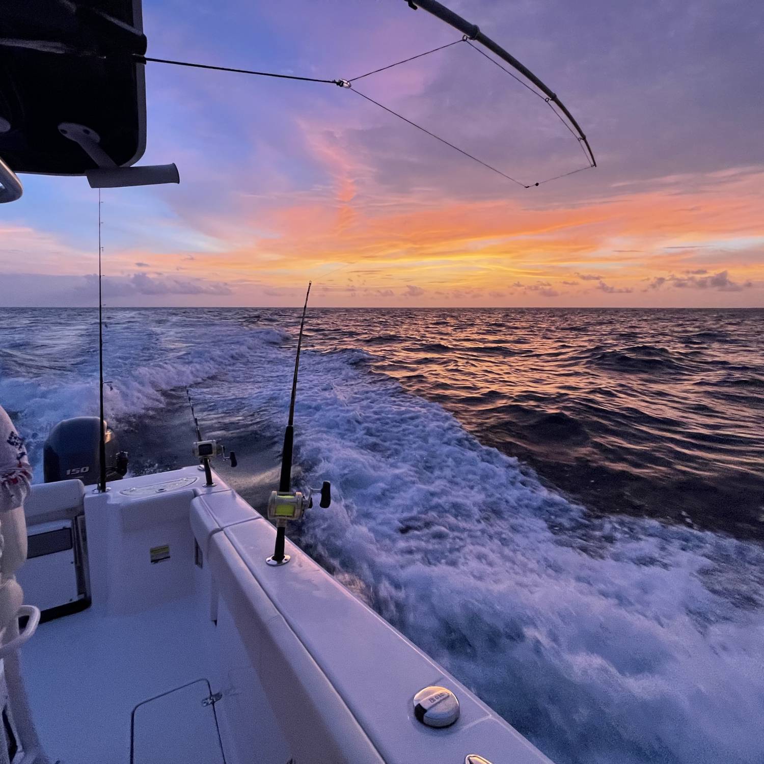 Sunrise over the Gulf of Mexico - lines out, cruising for a bite