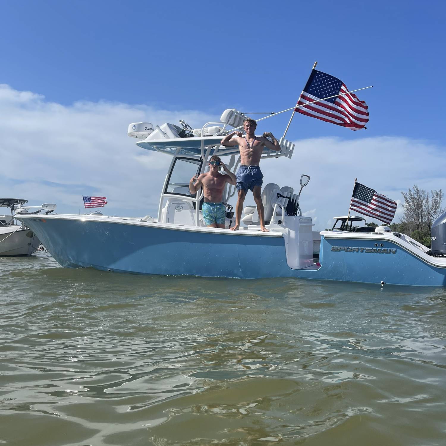 Title: 4th of July🇺🇸🇺🇸🇺🇸🇺🇸 - On board their Sportsman Open 282 Center Console - Location: Keywaden Island. Participating in the Photo Contest #SportsmanOctober2021