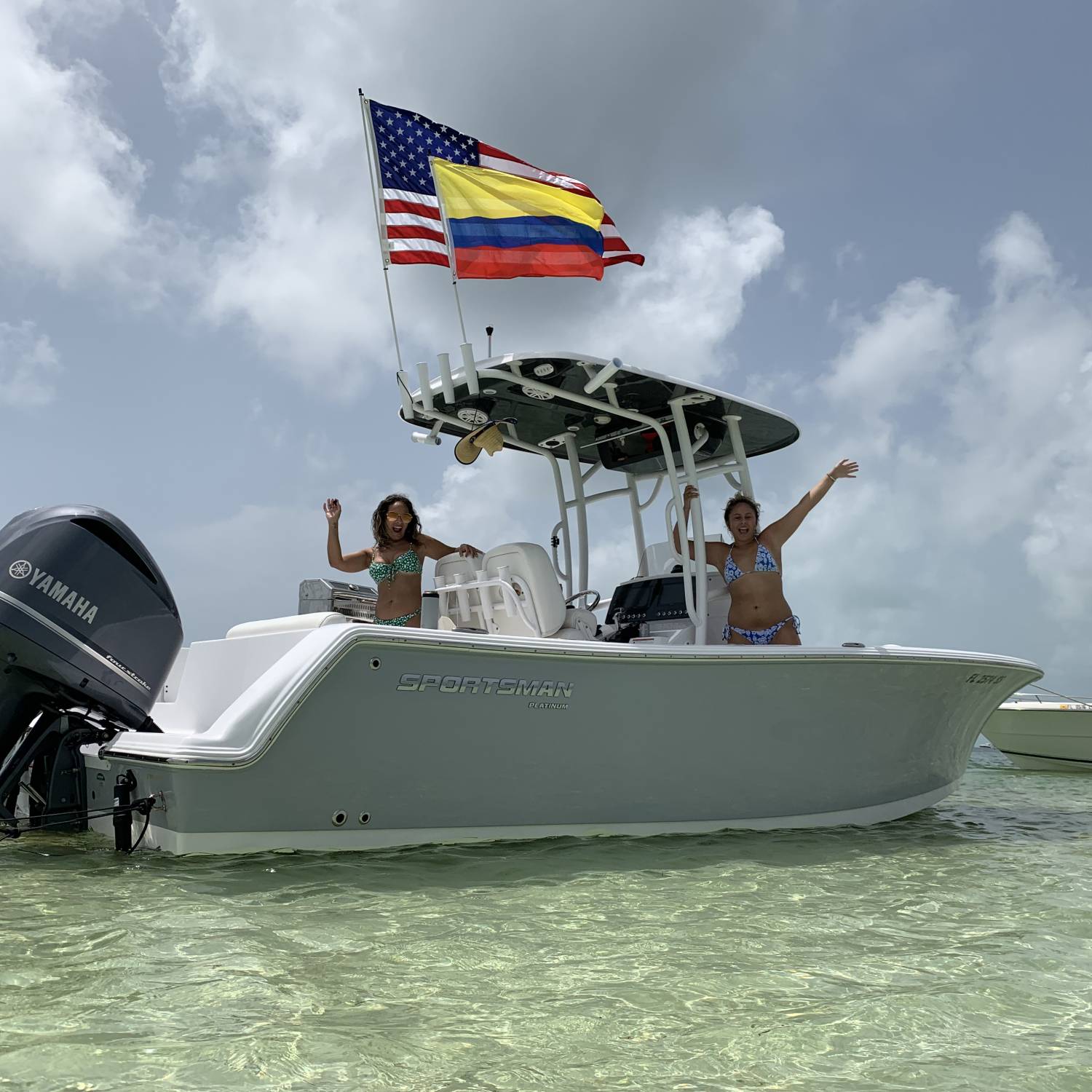 Hanging with the family at the sand bar. We own a 2020 232, it’s roomy for the family, tough boat....