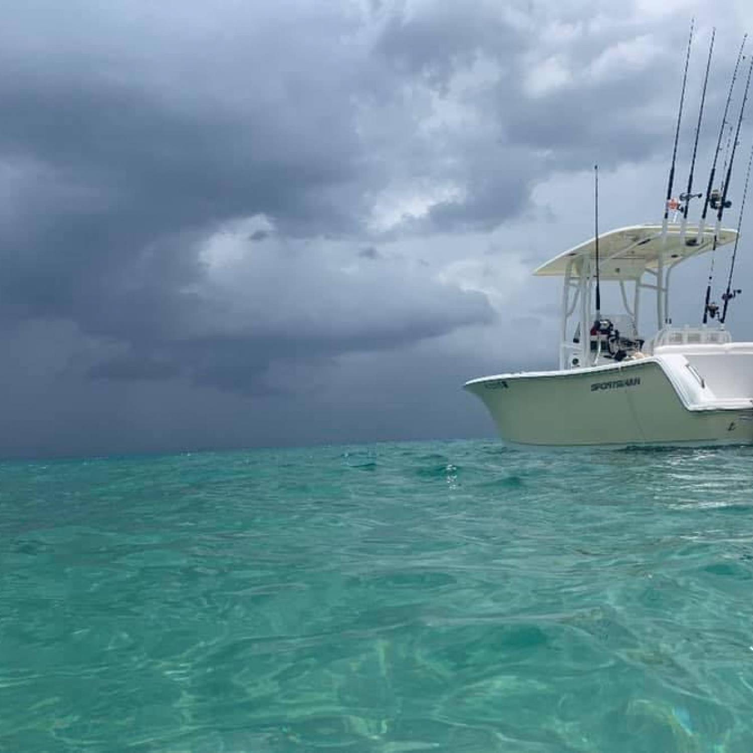 The ocean was so flat we were able to anchor at the beach dodging the summer storms in boynton beach...