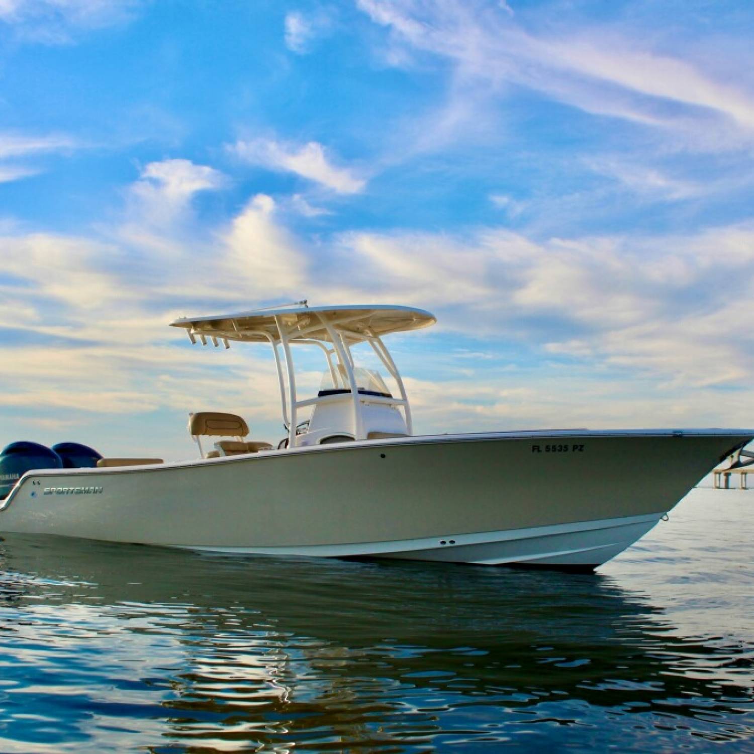 Sportsman at the Gandy bridge during a Tampa Bay sunset