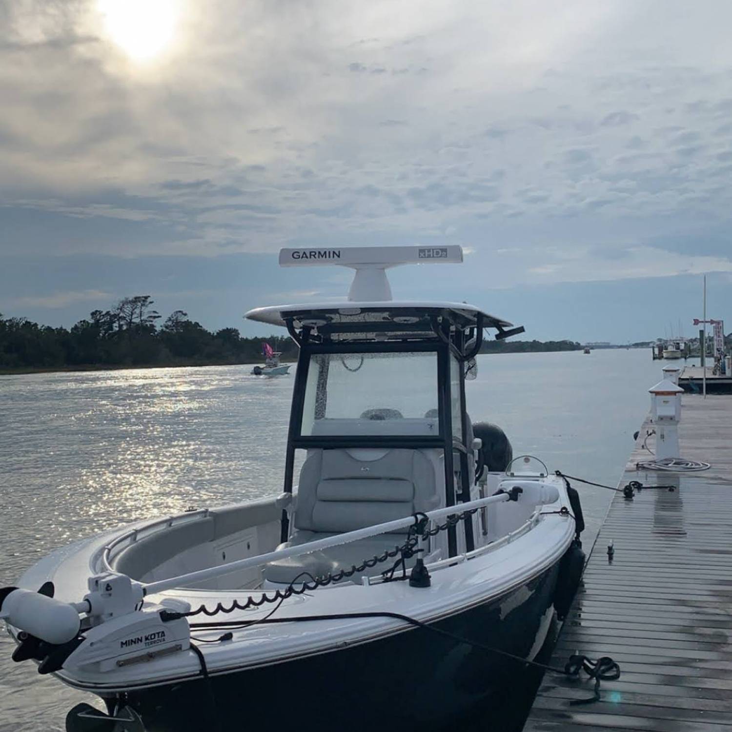 Boat is docked at Beaufort boathouse after a day of fishing offshore