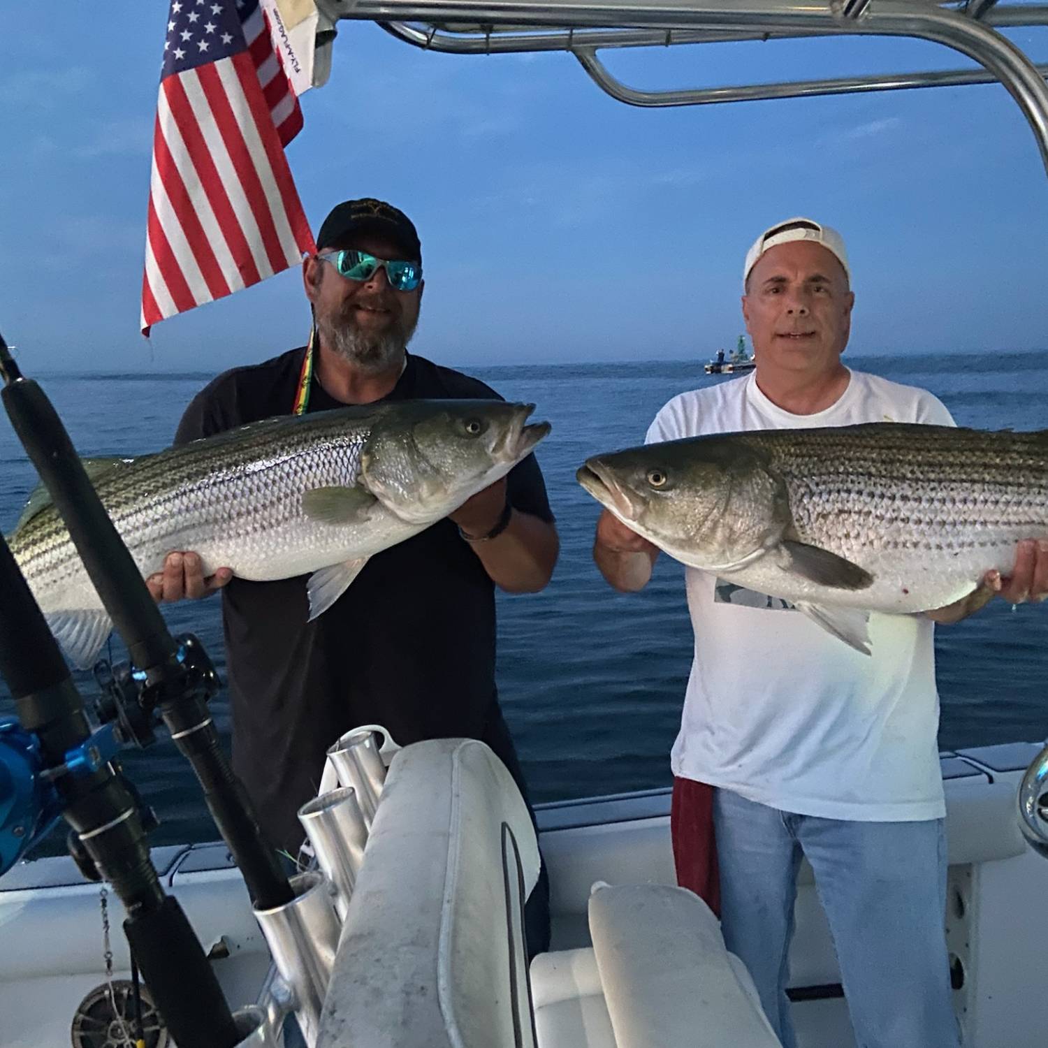 Epic night on the Bass off Eatons Neck. Both fish were released, as they were both overs. They were 43,...