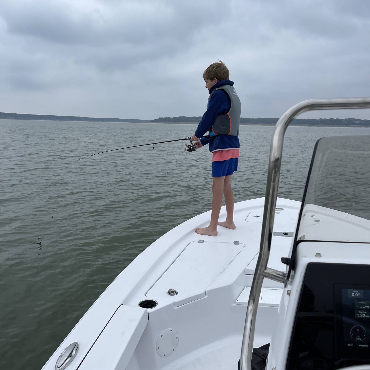Title: Day on the lake - On board their Sportsman Tournament 214 Bay Boat - Location: Lake Belton. Participating in the Photo Contest #SportsmanFebruary2022