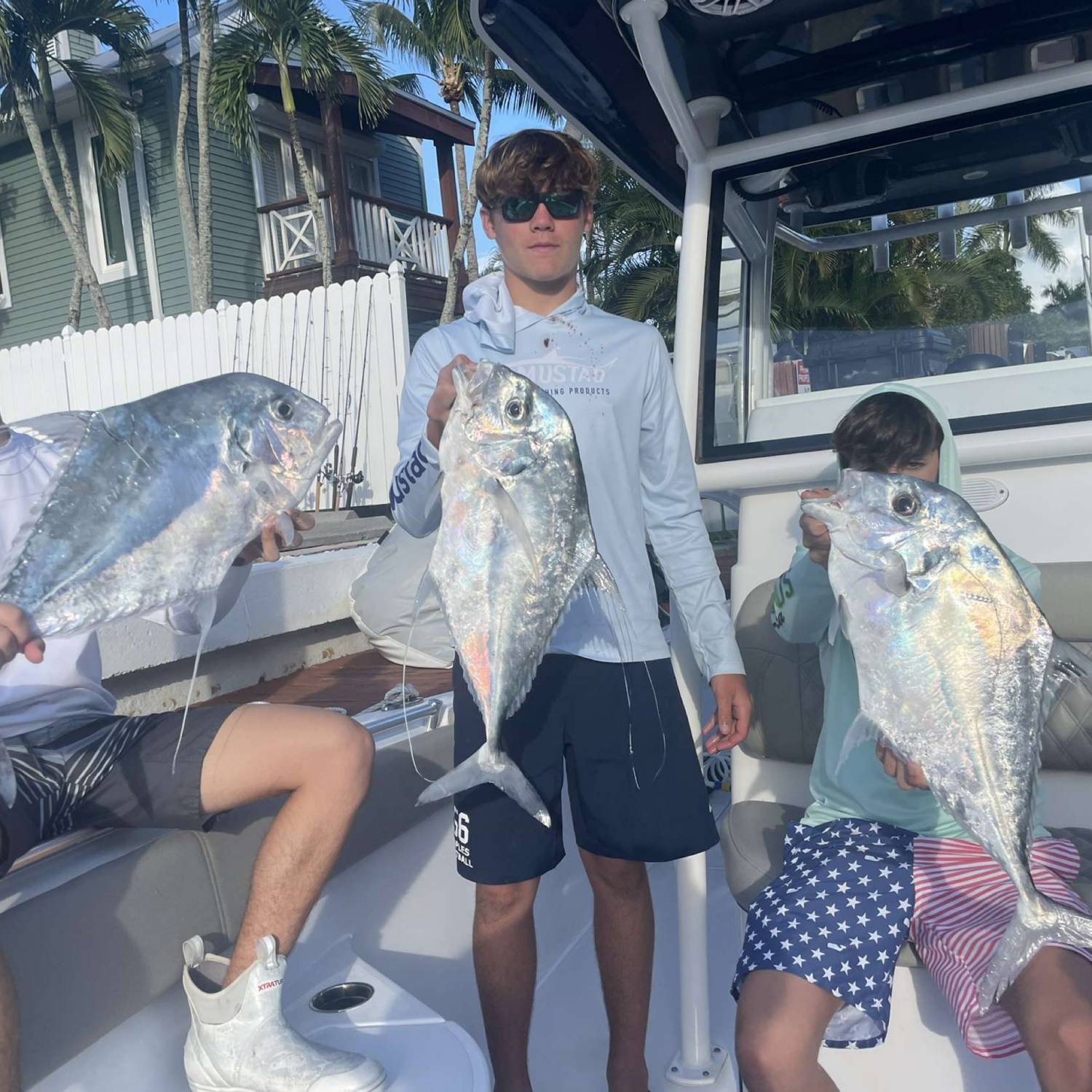 3 African Pompano caught off the coast of the Gulf of Mexico. Wonderful day of fishing overall, and the Sportsman...