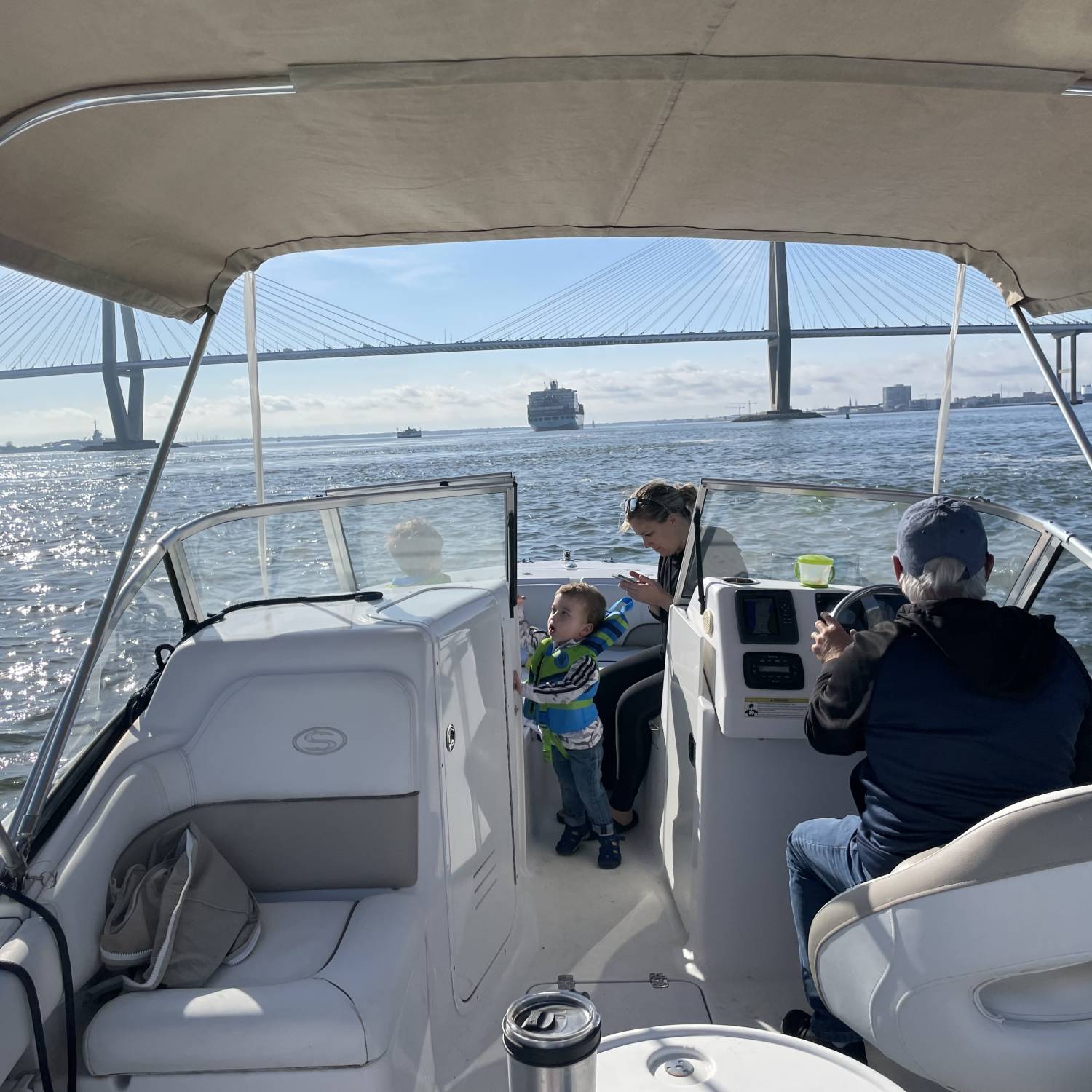 An easy going morning on the Charleston harbor. We were cruising right under the Ravenel betwee...