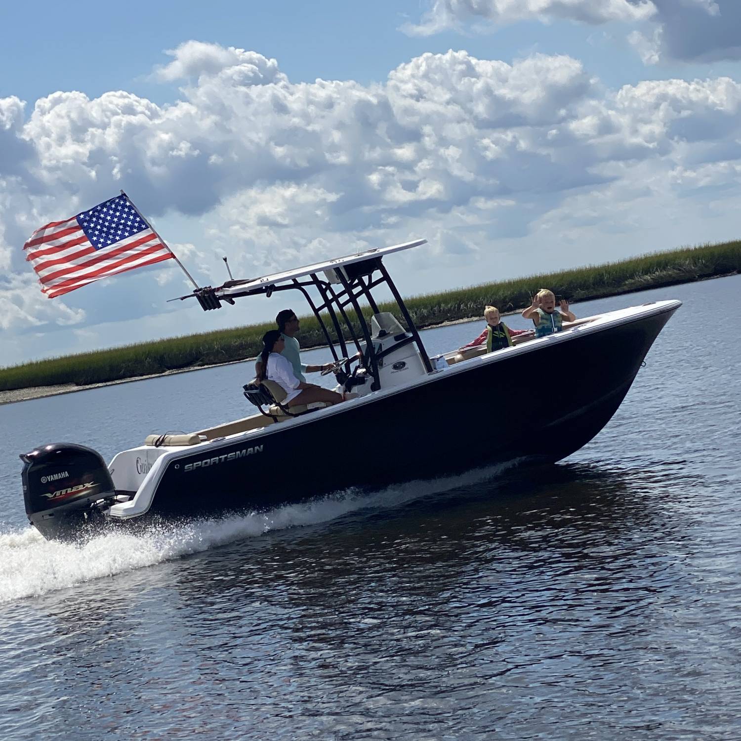 Title: Freedom - On board their Sportsman Heritage 231 Center Console - Location: Richmond Hill Ga. Participating in the Photo Contest #SportsmanFebruary2022
