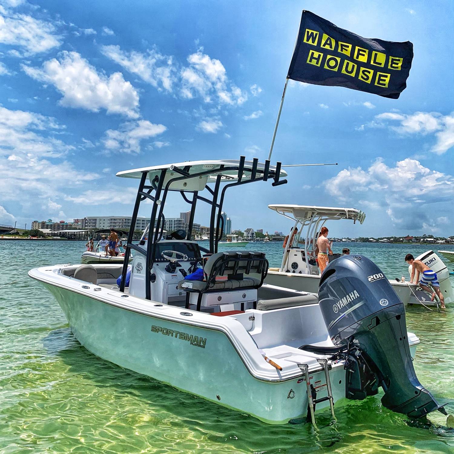 Title: A sunny day in OBA - On board their Sportsman Open 212 Center Console - Location: Robinson Island, Orange Beach, Alabama. Participating in the Photo Contest #SportsmanFebruary2022