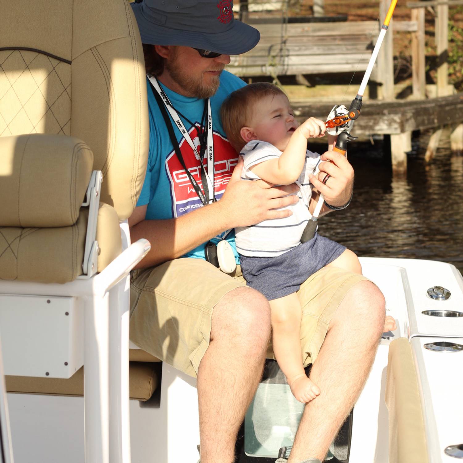 My son Jax’s first time on the boat. He caught his first fish.