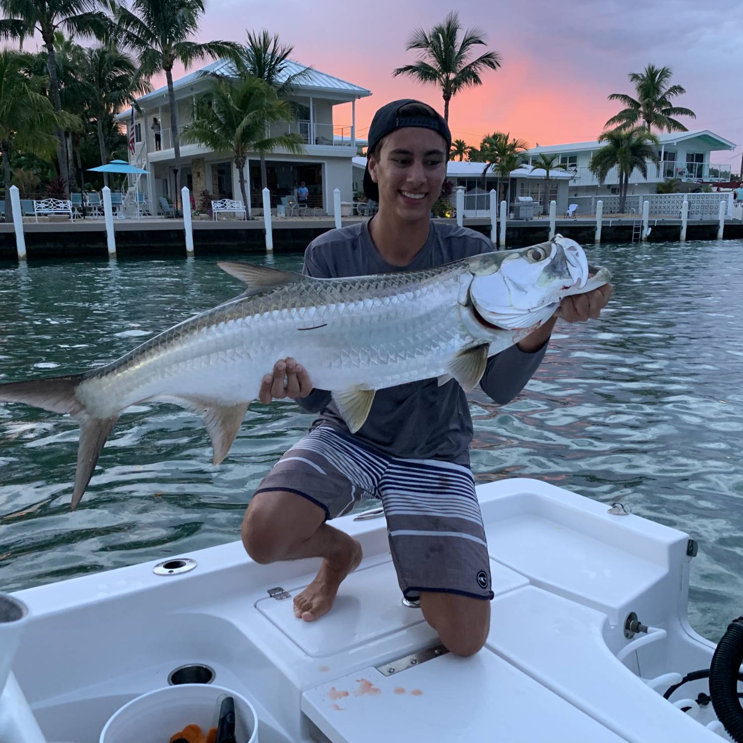 Our boy caught a nice Tarpon on our sportsman.