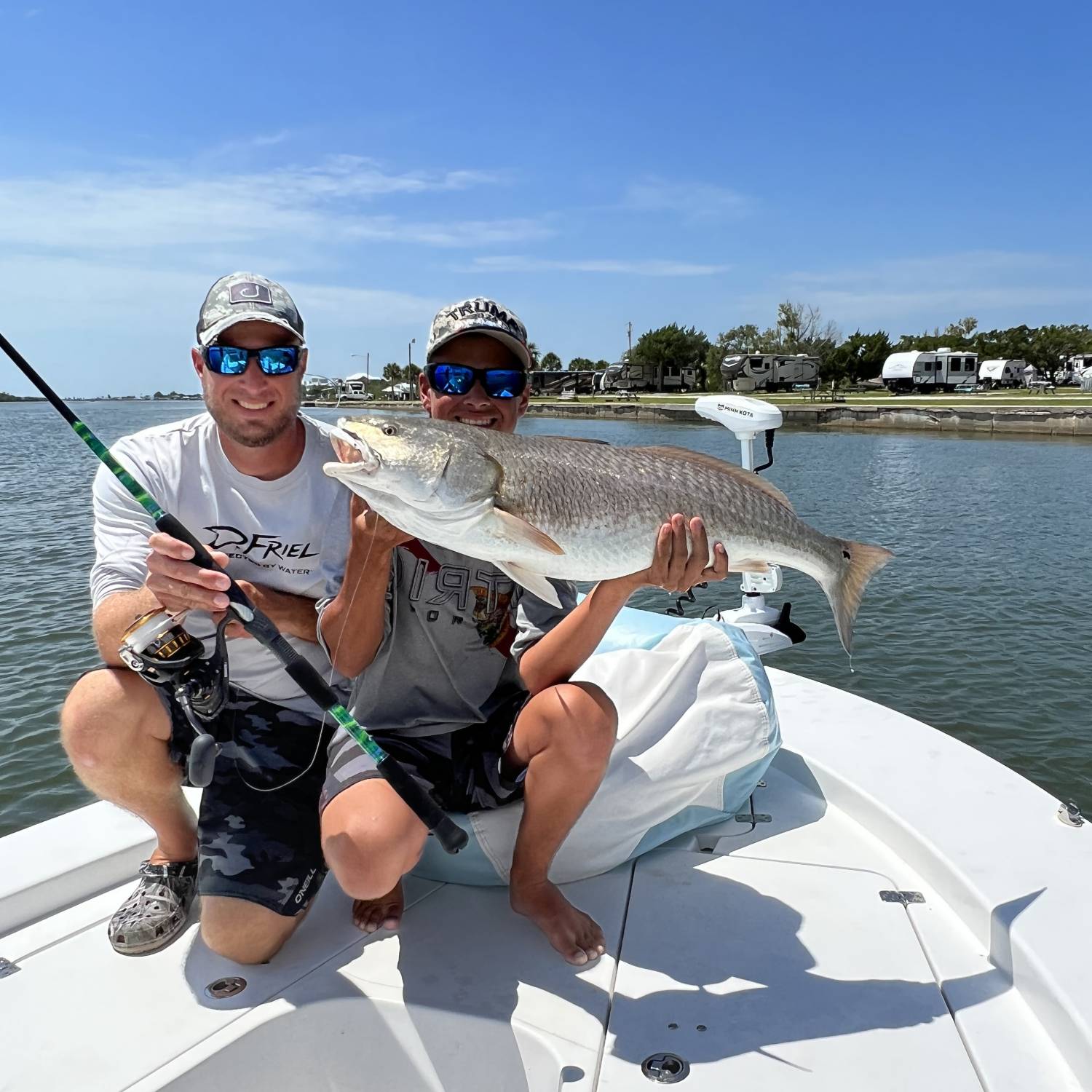 Our boy caught a fatty Red Fish in Mosquito Lagoon, Florida.