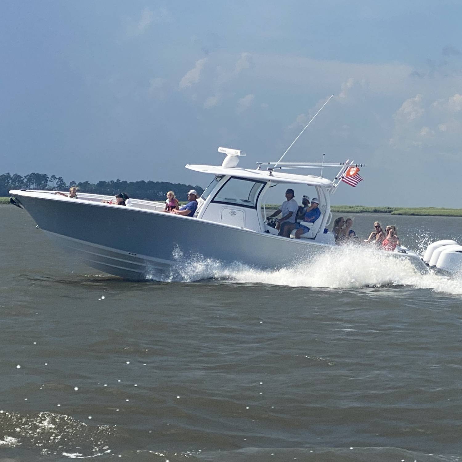 Title: Fourth Weekend - On board their Sportsman Open 352 Center Console - Location: Edisto Beach SC. Participating in the Photo Contest #SportsmanJuly