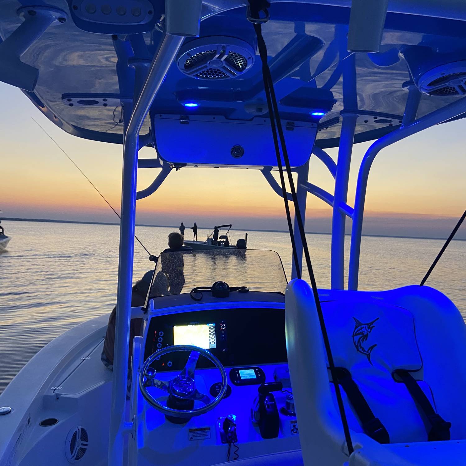 Striper fishing in lake George with a great sunset after a day at the silver glen.