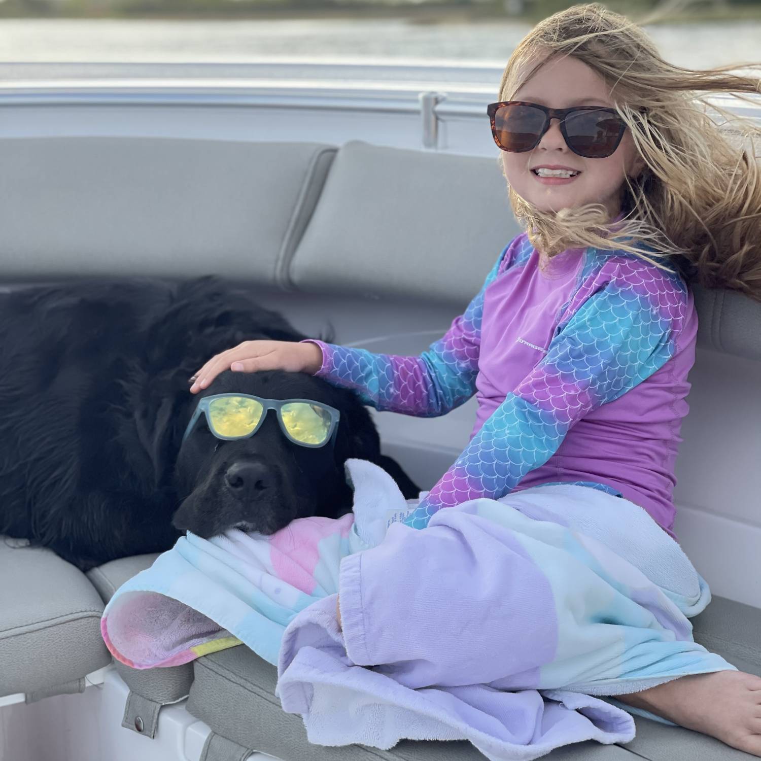 Title: Teagan and Buddy - On board their Sportsman Open 352 Center Console - Location: Jacksonville Florida. Participating in the Photo Contest #SportsmanSeptember