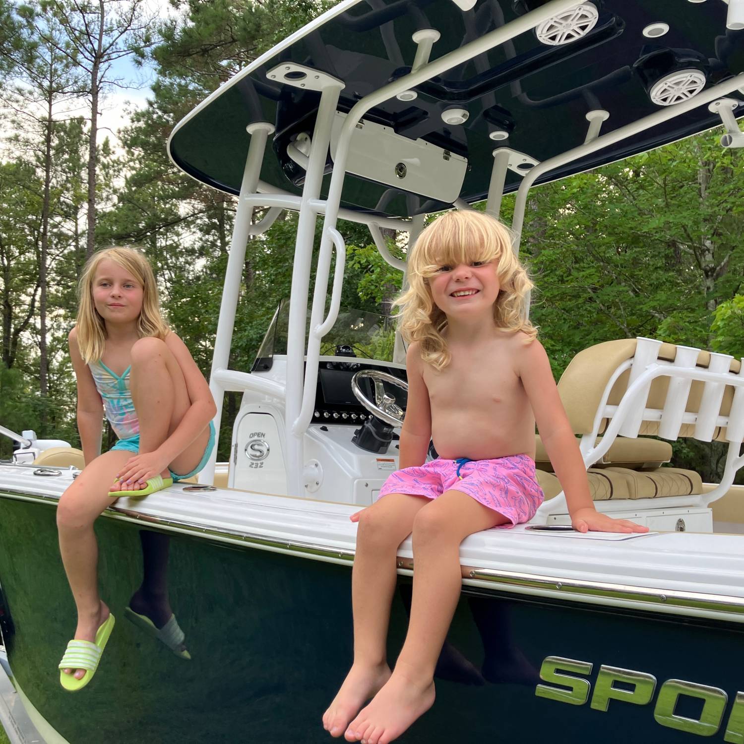 Title: New boat! My crew… - On board their Sportsman Open 232 Center Console - Location: Milledgeville GA. Participating in the Photo Contest #SportsmanSeptember