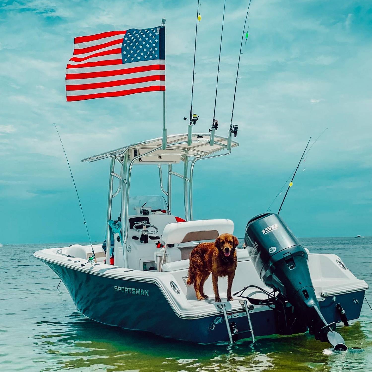 Title: Home of the Red White and Blue - On board their Sportsman Open 212 Center Console - Location: Dauphin Island, Al. Participating in the Photo Contest #SportsmanSeptember