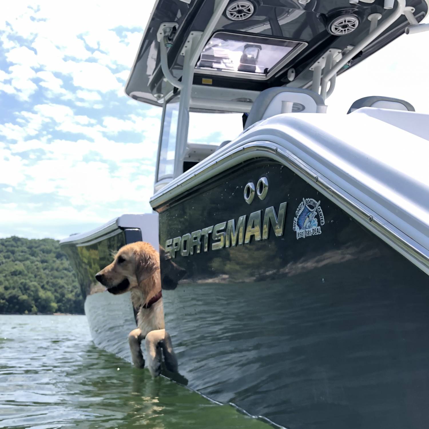 Title: Red taking a break! - On board their Sportsman Open 282 Center Console - Location: Center Hill Lake. Participating in the Photo Contest #SportsmanSeptember