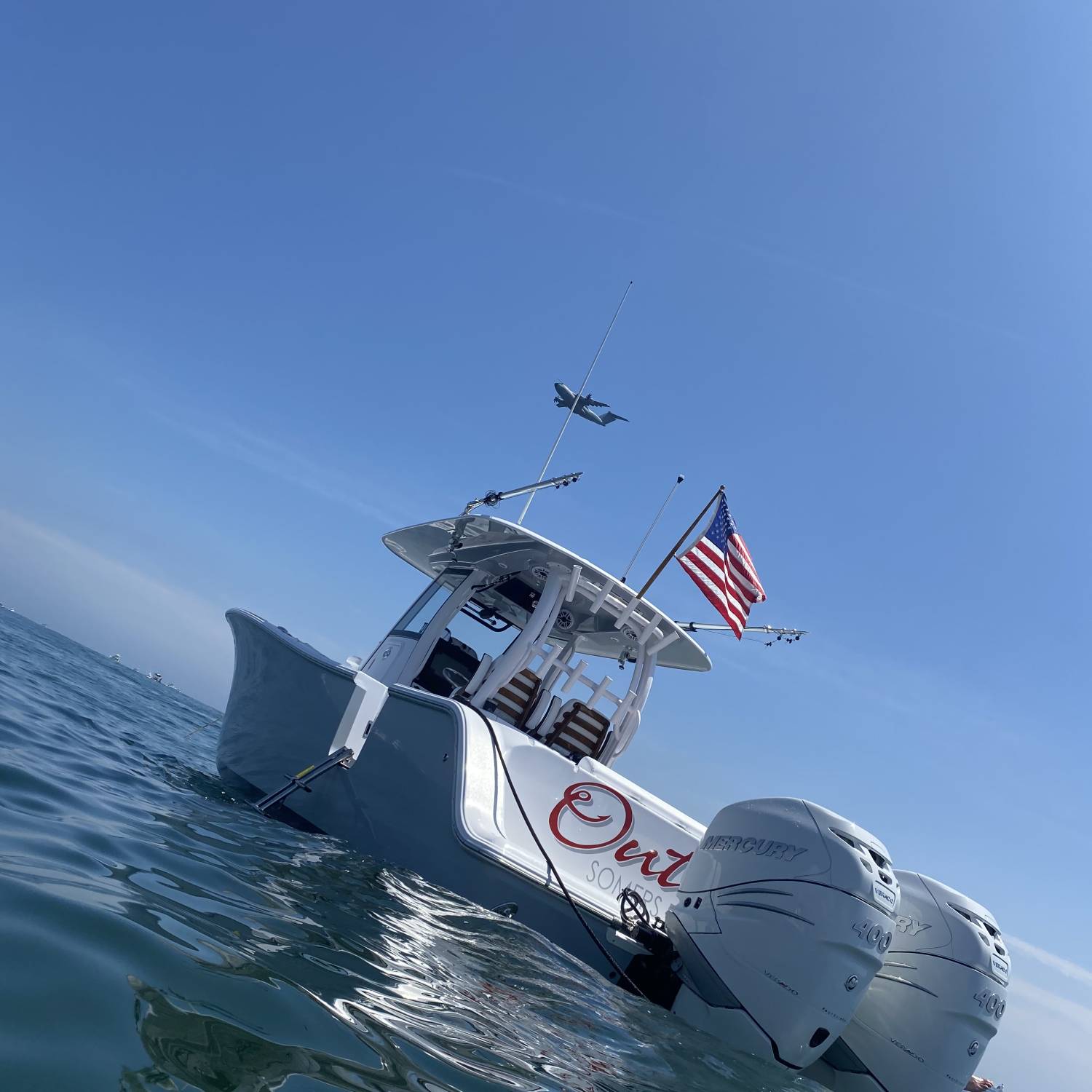 Title: The Outlier anchored - On board their Sportsman Open 322 Center Console - Location: Atlantic City. Participating in the Photo Contest #SportsmanAugust2023