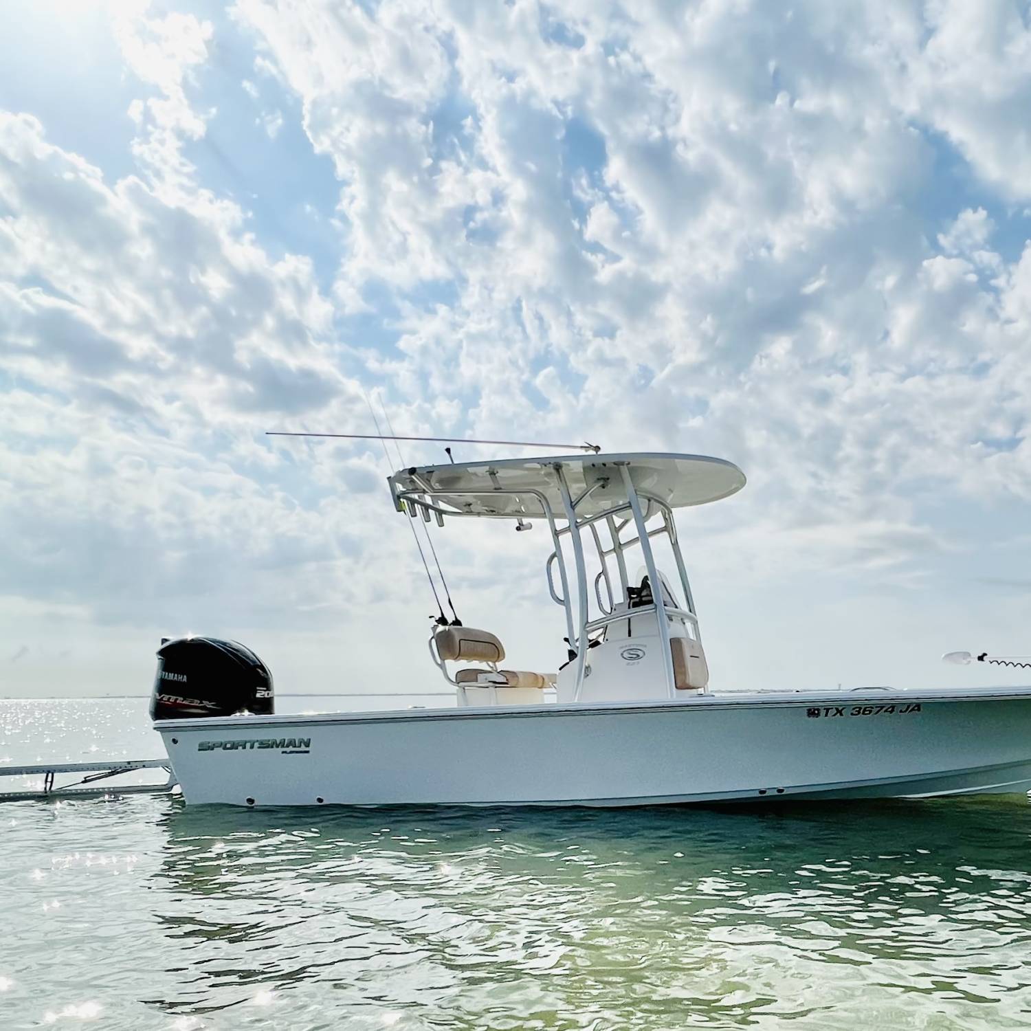 Title: Solo Wade - On board their Sportsman Masters 227 Bay Boat - Location: West Galveston Bay. Participating in the Photo Contest #SportsmanAugust2023