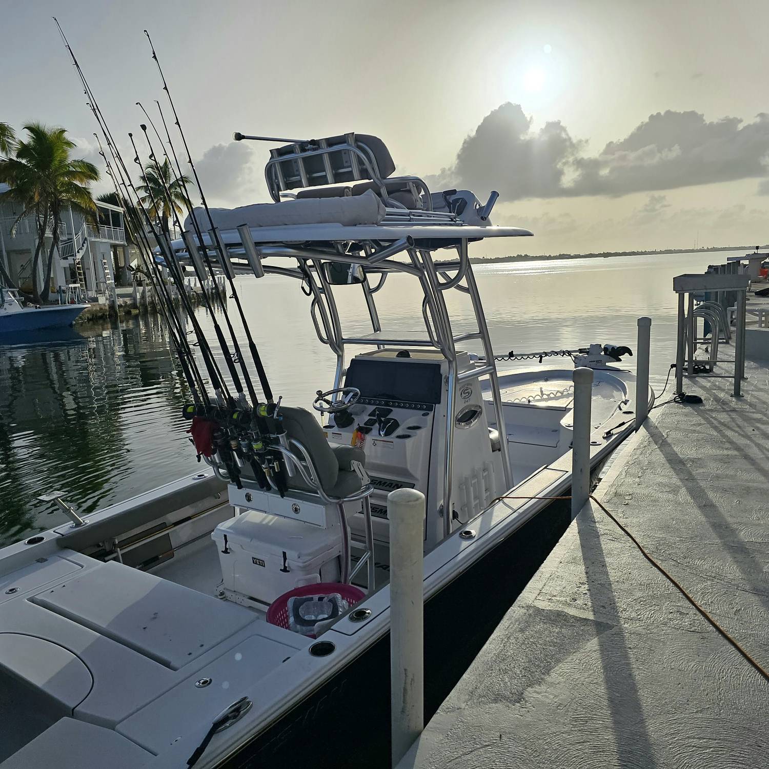 Title: The moring before mini season. - On board their Sportsman Masters 247 Bay Boat - Location: Cudjoe key. Participating in the Photo Contest #SportsmanAugust2023