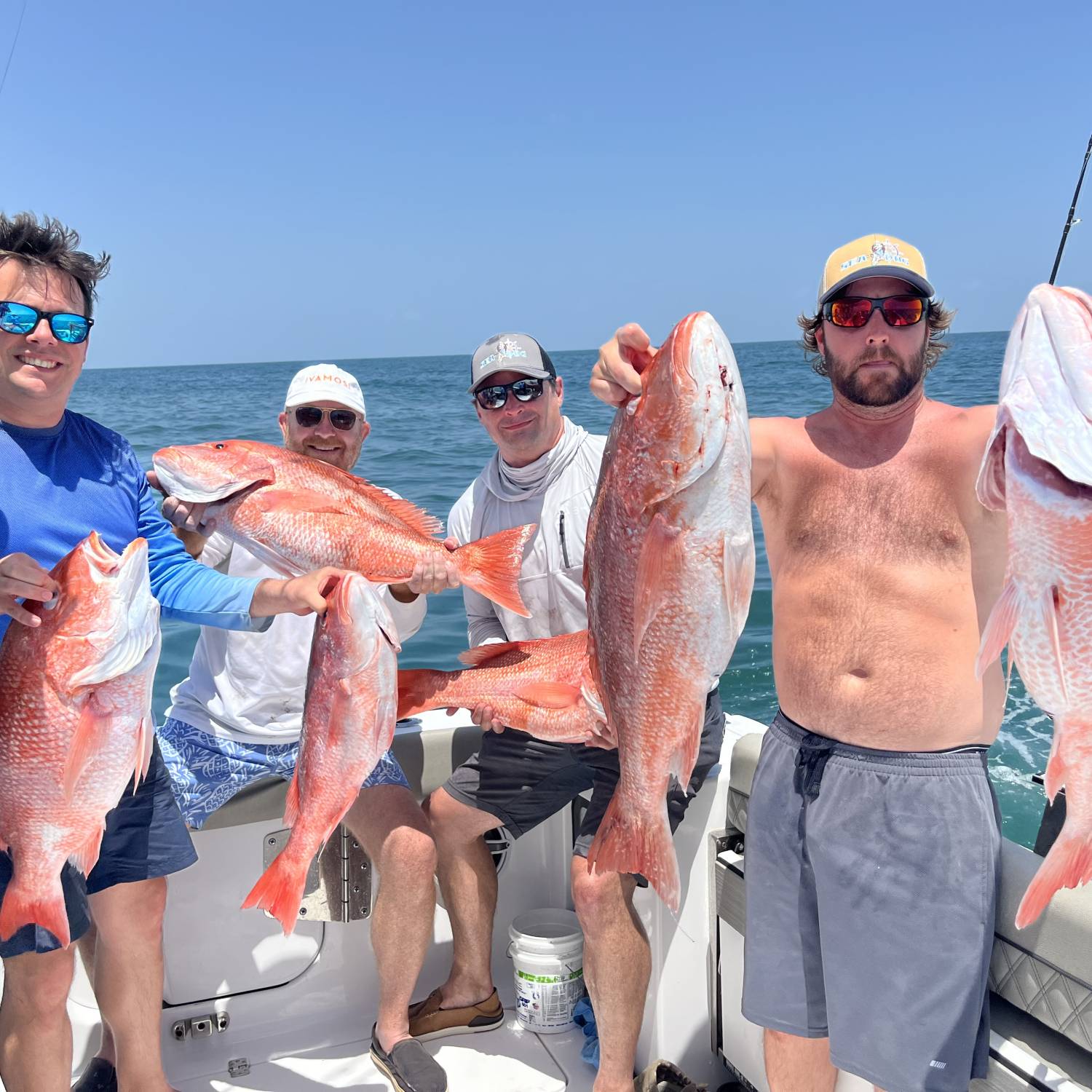 Title: Snapper time - On board their Sportsman Open 322 Center Console - Location: Gulf of Mexico off the Texas coast. Participating in the Photo Contest #SportsmanAugust2023