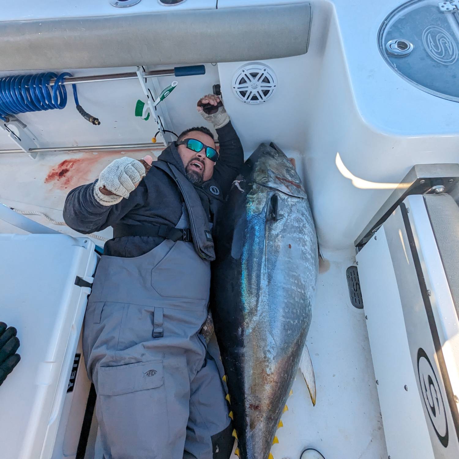 Title: 63" Bluefin Tuna - On board their Sportsman Open 232 Center Console - Location: Out of Barnegat Inlet, New Jersey. Participating in the Photo Contest #SportsmanDecember2023