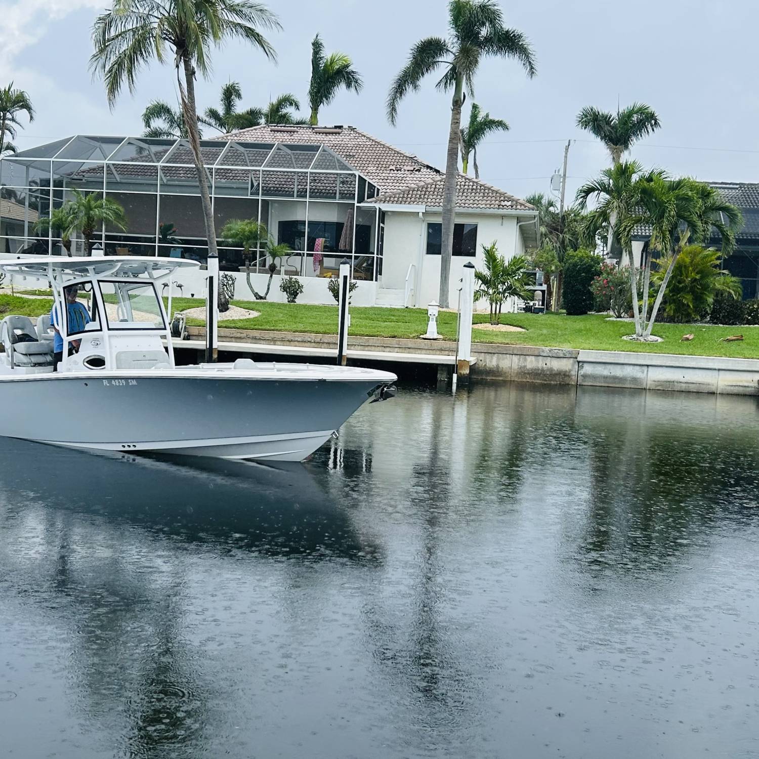 Pulling in our canal from a day of fishing