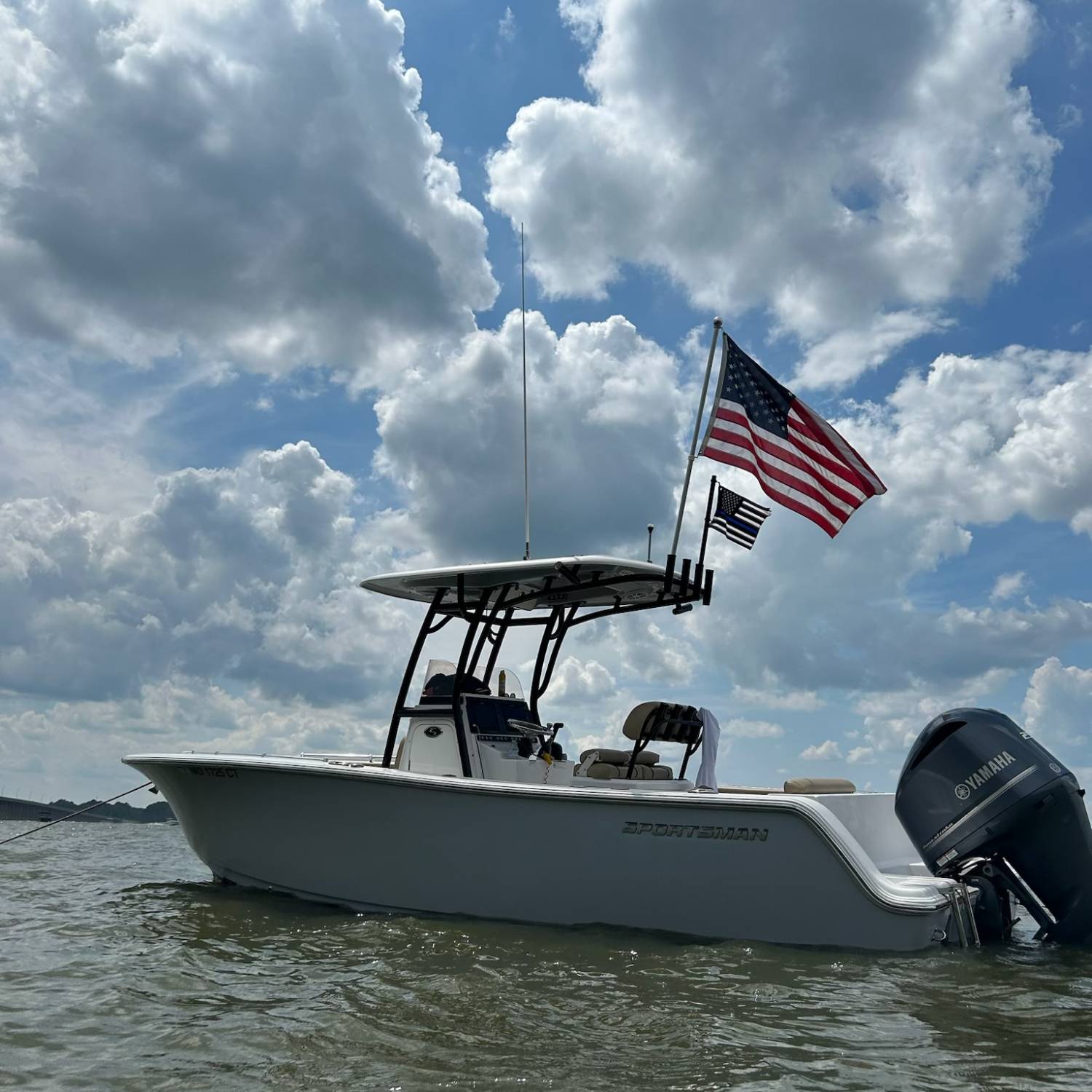 Our 2018 242 open anchored up at the sandbar.