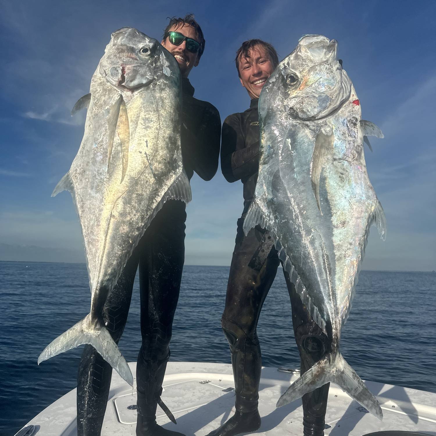 Spearfishing African Pompanos On The Bay Boat