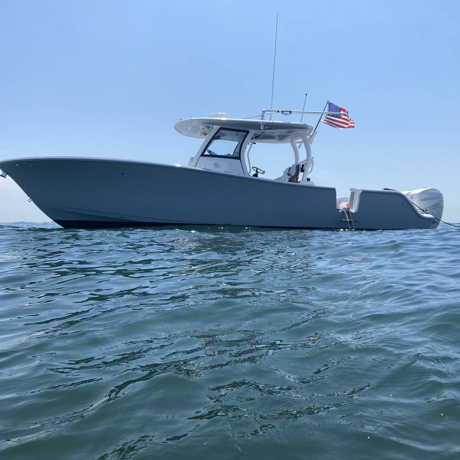 Title: Sitting pretty - On board their Sportsman Open 322 Center Console - Location: New Jersey USA. Participating in the Photo Contest #SportsmanOctober2023