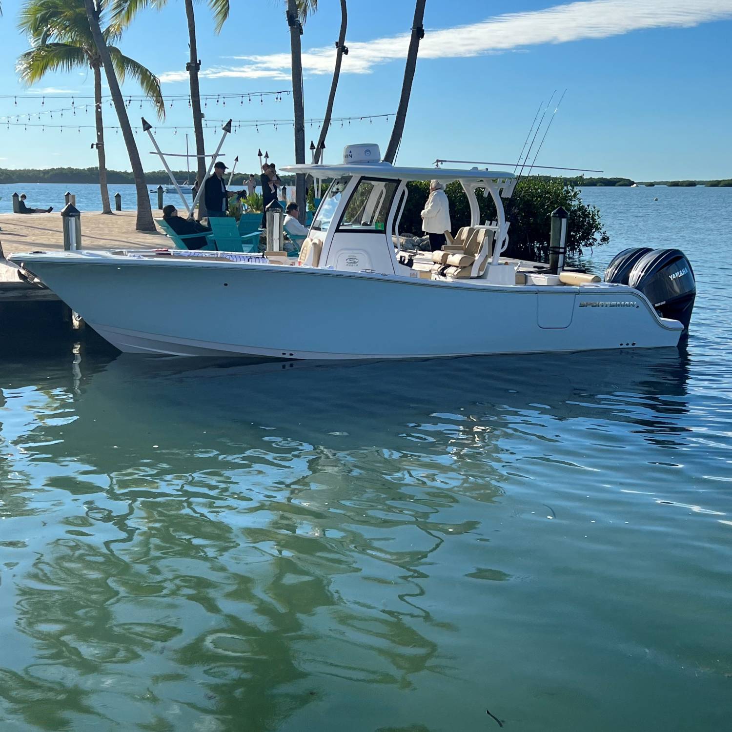 Title: Docked in Islamorada for lunch... - On board their Sportsman Open 282TE Center Console - Location: Islamorada, FL. Participating in the Photo Contest #SportsmanFebruary2023