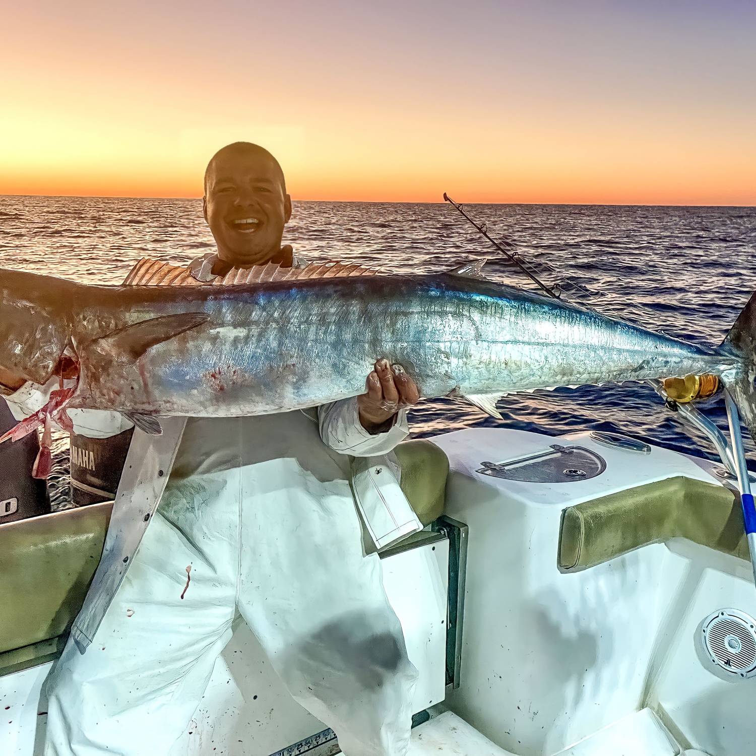 Giant Wahoo caught trolling on a deep drop trip off the coast of Sanibel, FL