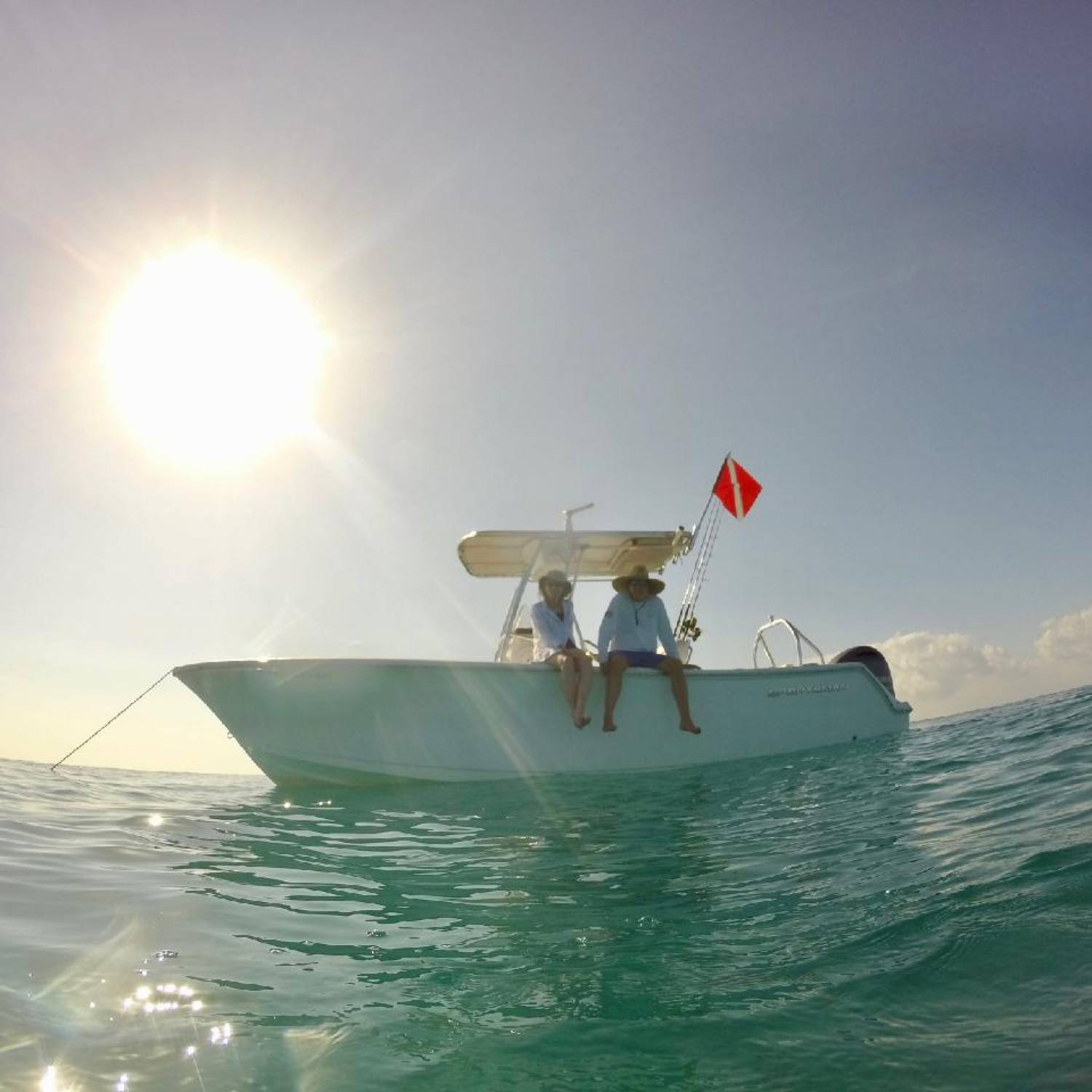 Nice calm day at Carysfort reef waiting for daughter Marlyn to come up from dive.  Great boat f...