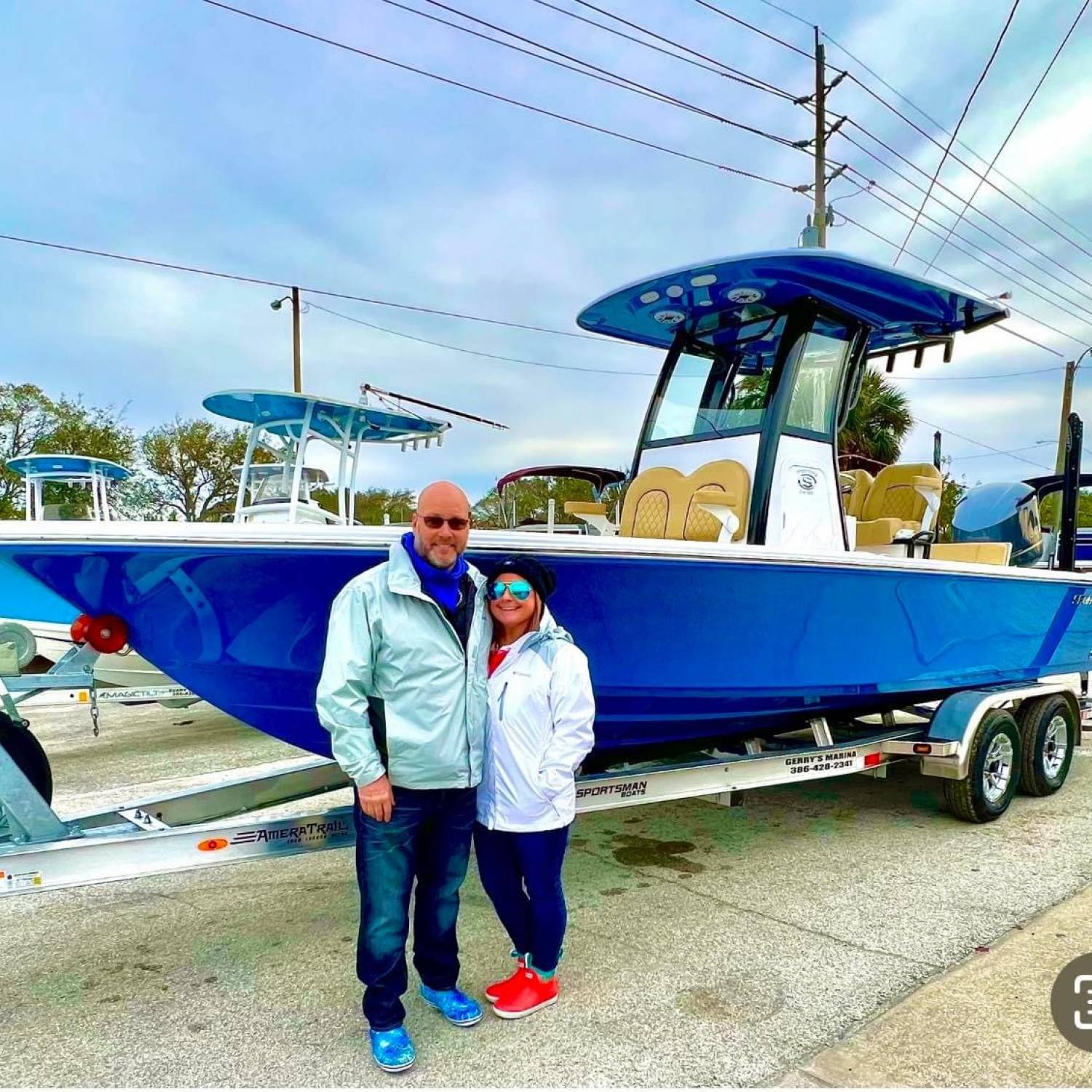Title: Picking up our beauty - On board their Sportsman Masters 247OE Bay Boat - Location: New Smyrna. Participating in the Photo Contest #SportsmanMarch2023