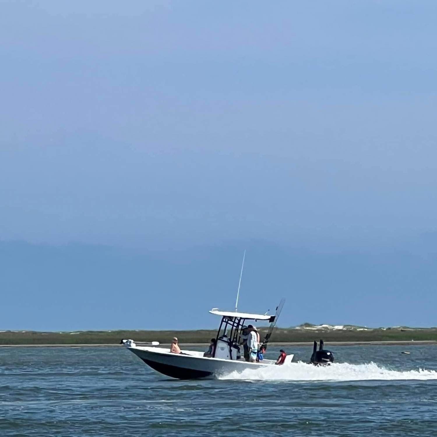 Cruising towards the inlet to take a few kids out for a little Spanish Mackerel trolling.