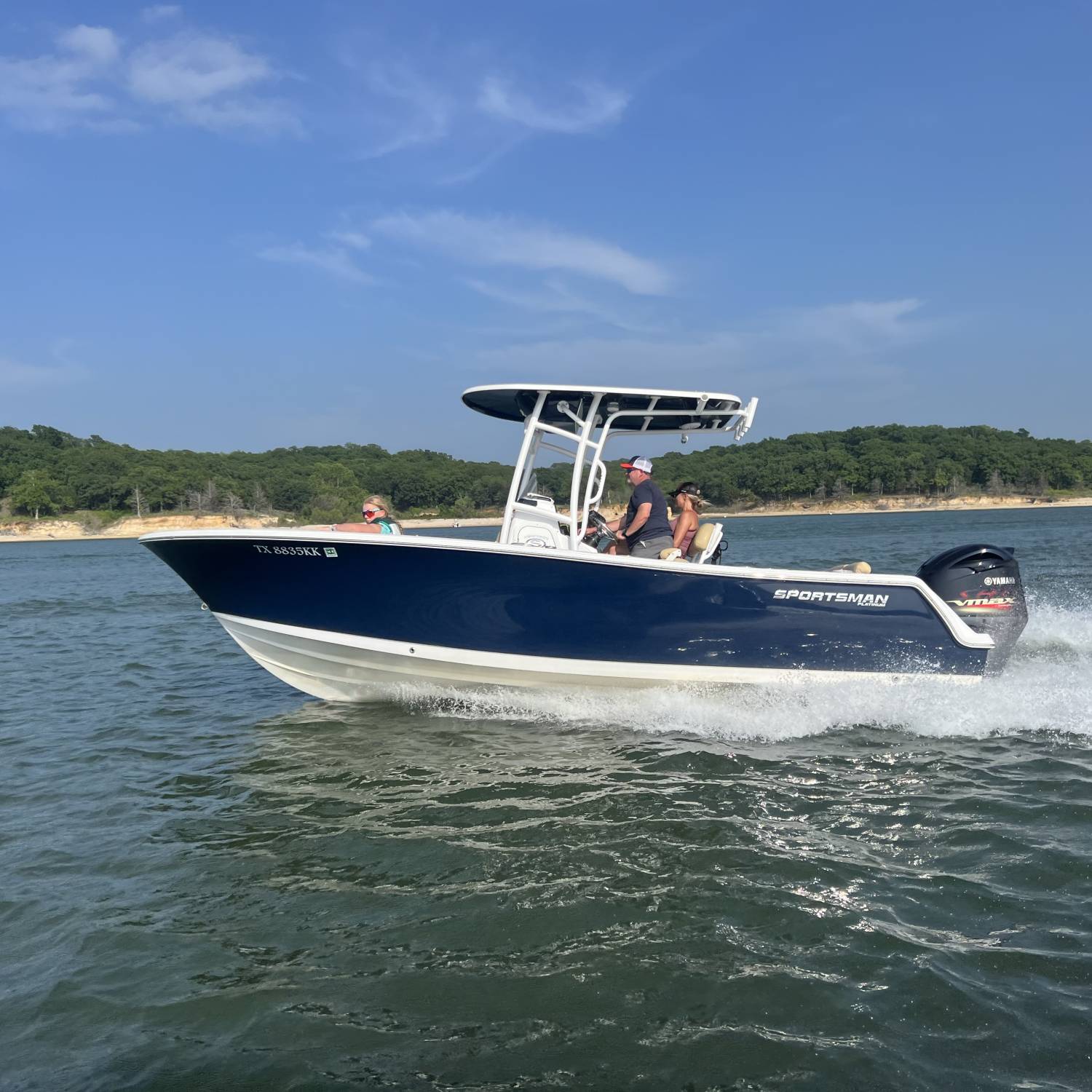 Title: First day back on the water in 2023 - On board their Sportsman Heritage 231 Center Console - Location: Lake Texoma. Participating in the Photo Contest #SportsmanMay2023