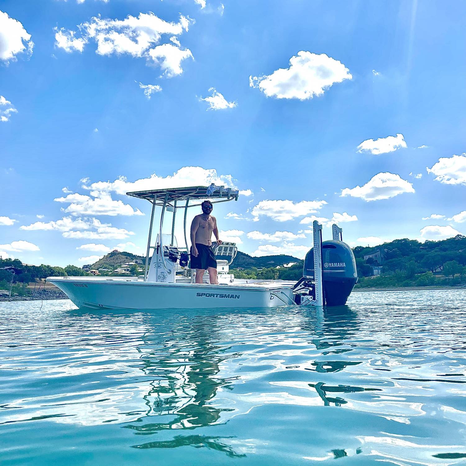 Enjoying some fresh water action in canyon lake, change of scenery from our home in Galveston b...