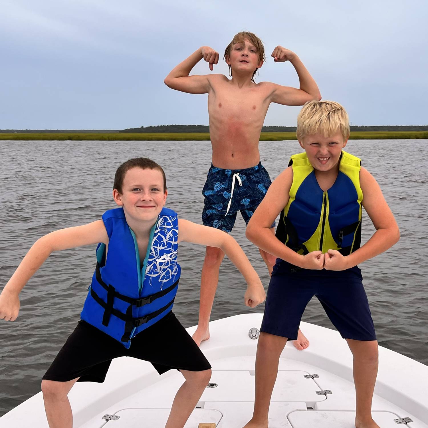 Stoped in the river to let the boys do what boys love to do. Jumping and swimming to cool off...