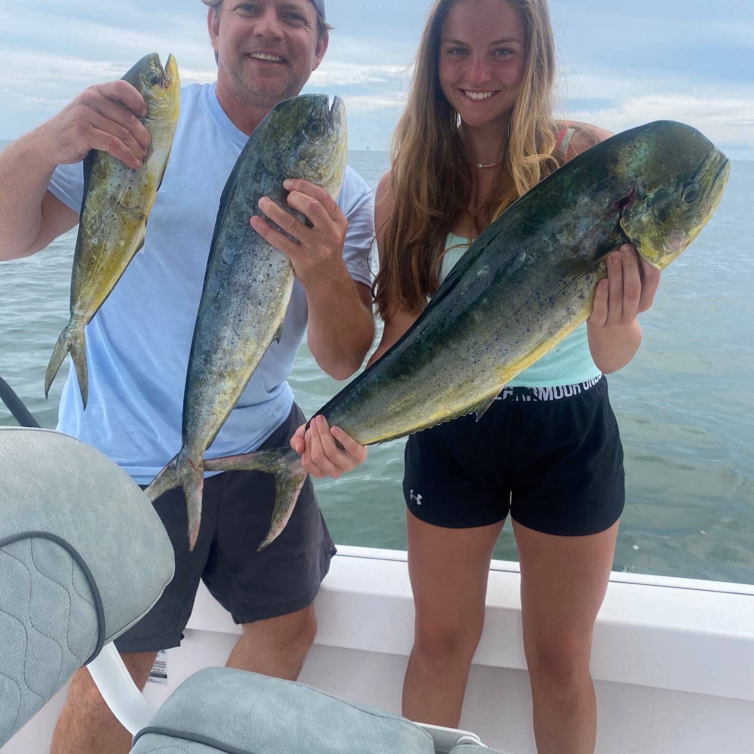 Title: Birthday Mahi! - On board their Sportsman Masters 227 Bay Boat - Location: About 17 miles out in The Gulf off Fort Morgan AL. Participating in the Photo Contest #SportsmanJanuary2024