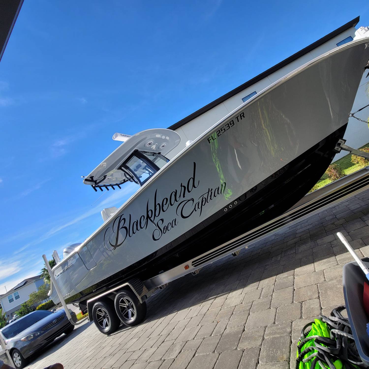 Title: Captian Blackbeard - On board their Sportsman Heritage 261 Center Console - Location: My driveway. Participating in the Photo Contest #SportsmanJanuary2024