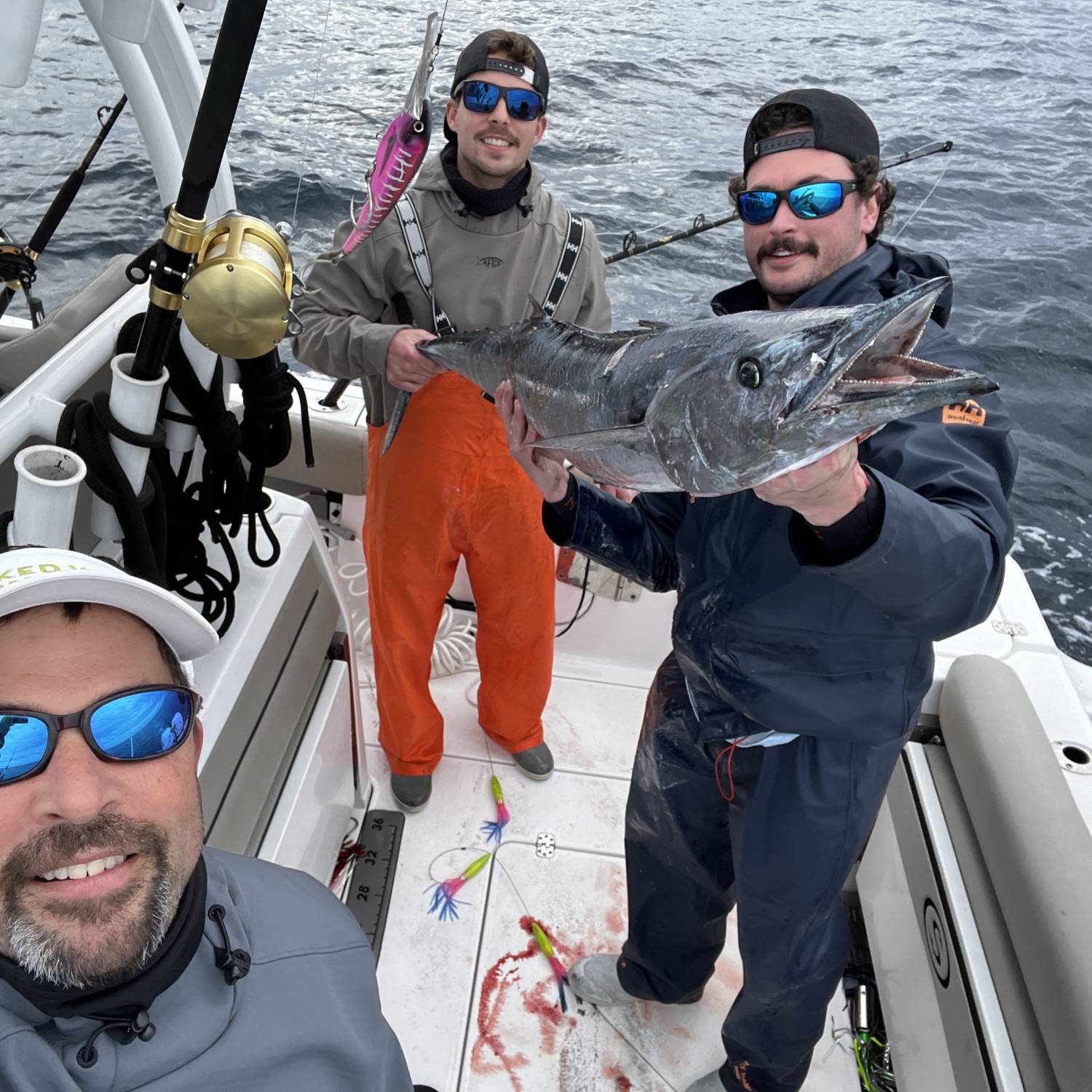Title: Wahoo !! - On board their Sportsman Open 302 Center Console - Location: Big Rock - Emerald Isle, NC. Participating in the Photo Contest #SportsmanJanuary2024