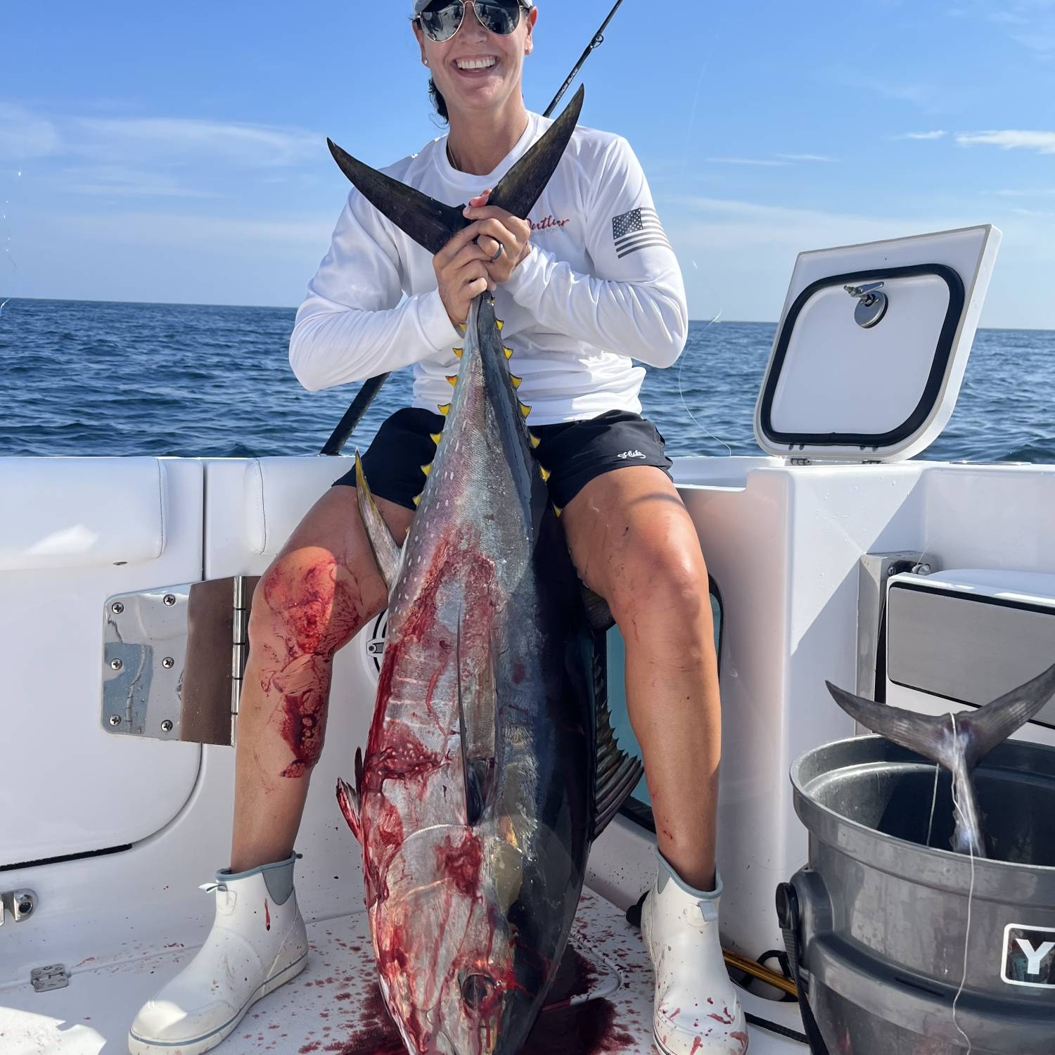 Title: Blood on the deck! - On board their Sportsman Open 322 Center Console - Location: New Jersey. Participating in the Photo Contest #SportsmanJanuary2024