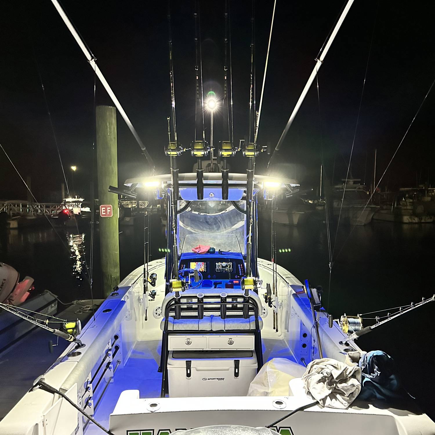 Day one of the tournament prepping the boat for battle.