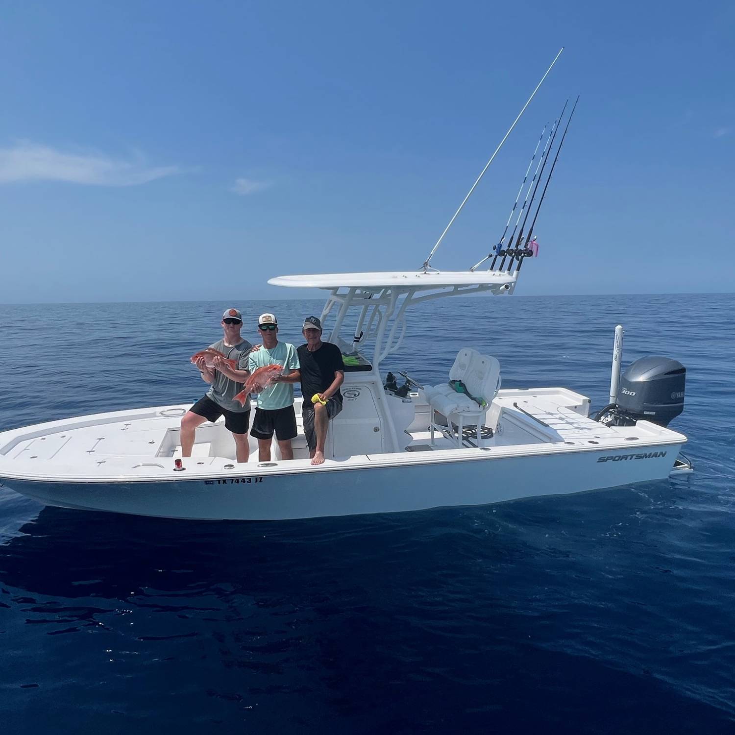 CATCHING RED SNAPPER 50 MILES OFFSHORE PORT O CONNOR TEXAS WITH GRANDSON JACKSON AND FRIEND MARSHALL   BEAUTIFUL DAY  - PAW...